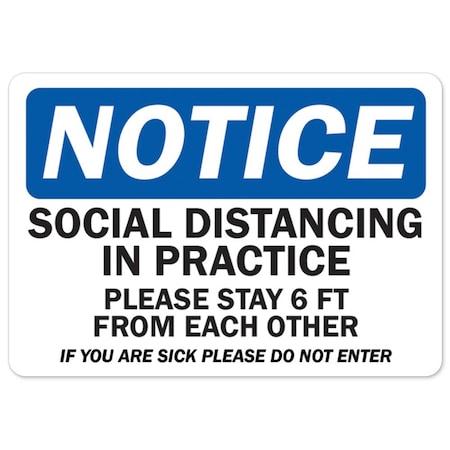 Public Safety Sign, Notice Social Distancing In Practice, 36in X 48in Peel And Stick Wall Graphic